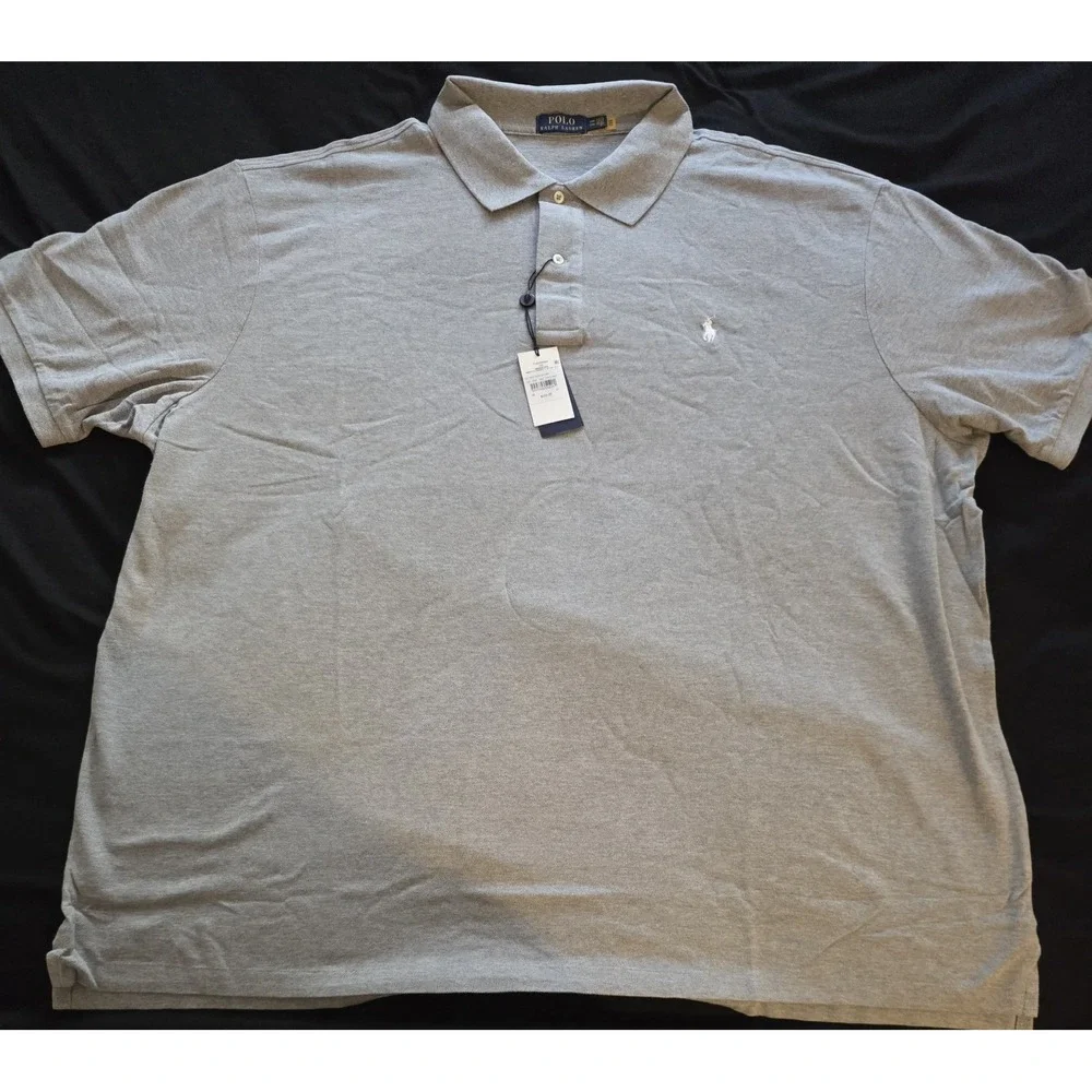 Polo Ralph Lauren Cotton Polo Shirt Men's Big & Tall 6XB Gray w/ White Pony NWT